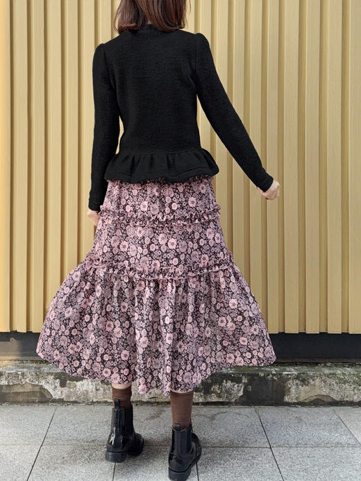 TYNVIE 羊毛荷叶边珍珠扣外套 - 黑色 商品图12