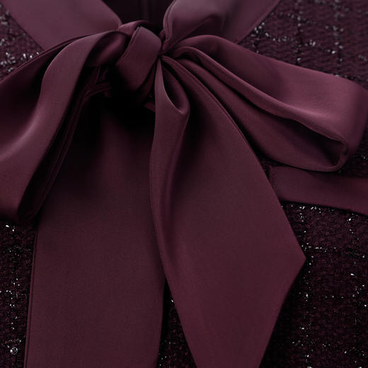 QE826斯尔丽25春季新款通勤时尚花纱小香风直身型领口飘带气质连衣裙 商品图5