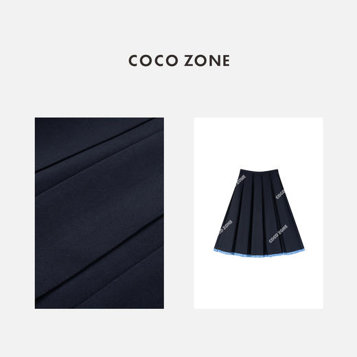 COCO ZONE "学院风  "系列撞色拼接百褶半身裙ACC2D3013 商品图2