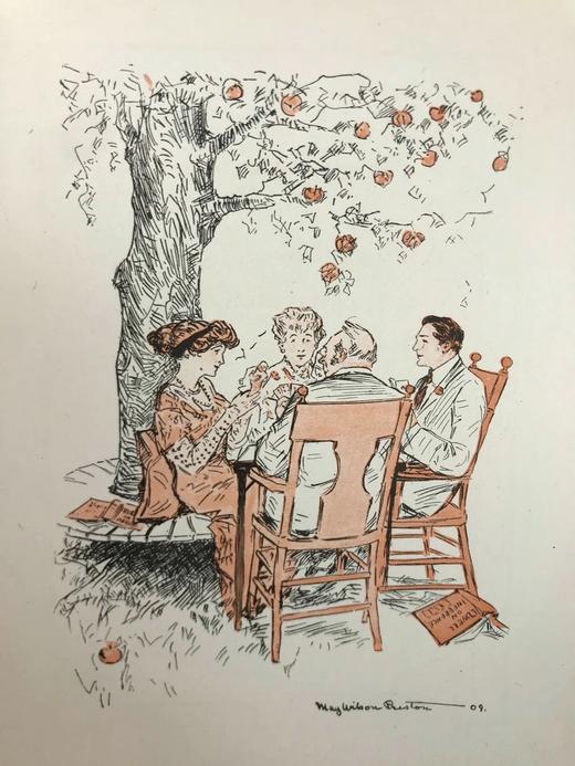 1909年 卡罗琳·威尔斯《桥牌之诗》 普雷斯顿10余幅趣味插图 漆布精装32开 商品图5