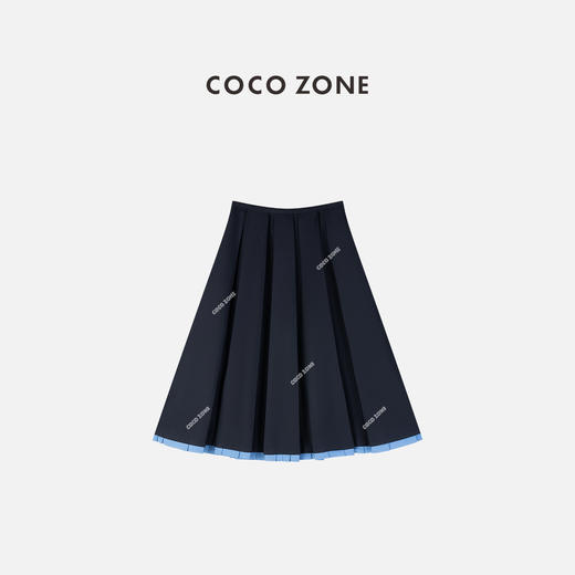 COCO ZONE "学院风  "系列撞色拼接百褶半身裙ACC2D3013 商品图1
