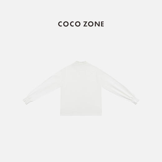 COCO ZONE 设计感木耳边立领纯色长袖T恤CD1A0214 商品图1