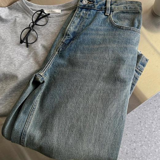 顺丰包邮洛诗琳34712洛诗琳纯棉做旧感九分牛仔裤女016 商品图4