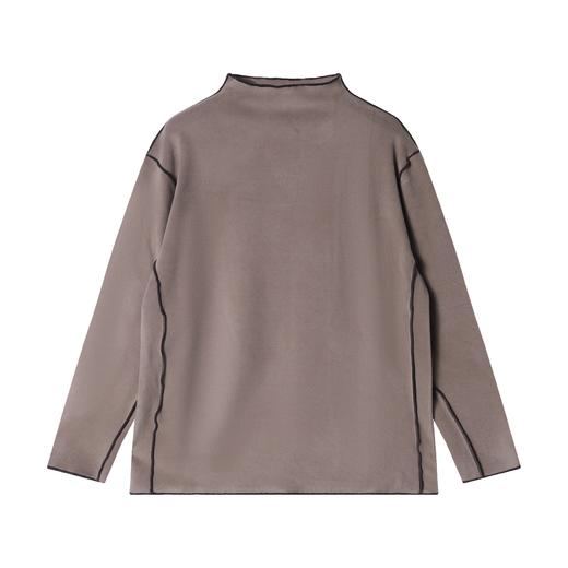 T2147秋冬季新款时尚个性绒面撞色明线立领长袖T恤百搭情侣套头上衣潮 商品图1