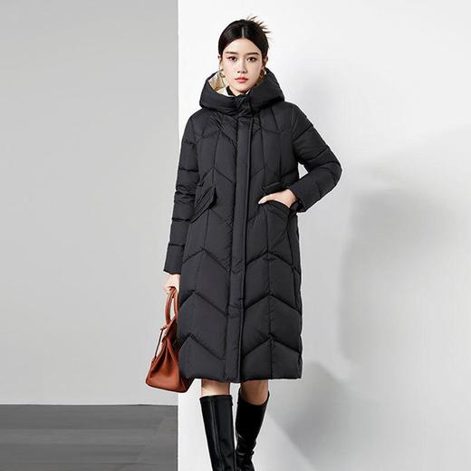 【高货kbnq】全新升级【铂金会员735/天猫999/差价264】(54943) 洛诗琳高级感2024冬季新款加厚连帽撞色中长款羽绒服 商品图2