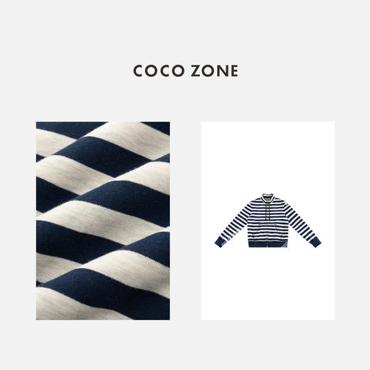 COCO ZONE 美式条纹撞色立领休闲显瘦拉链外套CD1A0020 商品图2