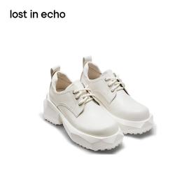 成毅同款lost in echo2024春季新款设计师品牌圆头绑带切面厚底德比鞋简洁