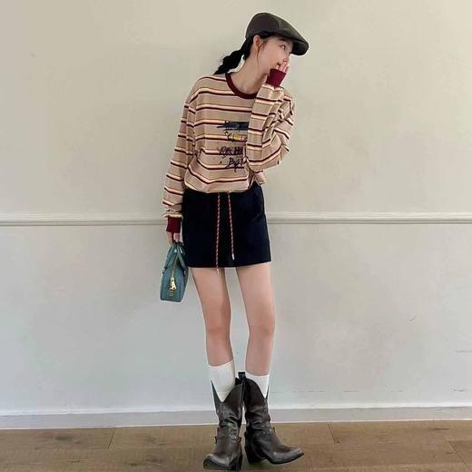 顺丰包邮22134洛诗琳美式字母印花涂鸦圆领长袖T恤女546 商品图0