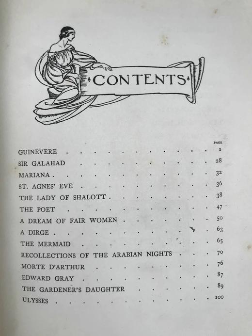 1912年 丁尼生《桂妮薇与其他诗歌》 弗洛伦斯·哈里森24幅彩色手工贴图与大量黑白插图 漆布精装16开 商品图4