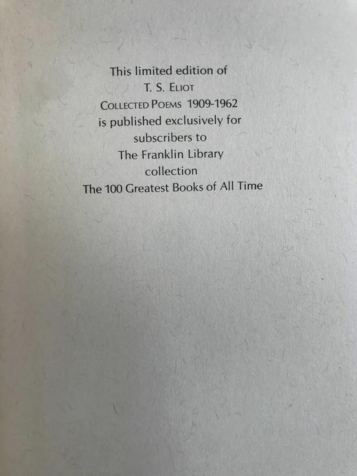 含藏书票限量版！T.S.艾略特诗集 1幅肖像插图 豪华皮装18开 商品图3
