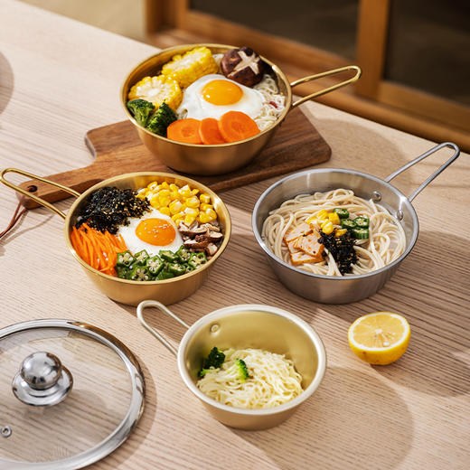 摩登主妇韩式泡面碗带手柄米酒碗餐具汤碗不锈钢拉面碗拌饭分食碗 商品图0
