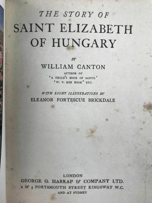1921年 匈牙利公主圣伊丽莎白的故事 8幅彩色插图 真皮脊精装32开 商品图3