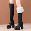 OLDJX-5776 两穿厚底过膝长筒靴女2024新款软皮加绒超高跟侧开时尚欧美长靴冬 商品缩略图1