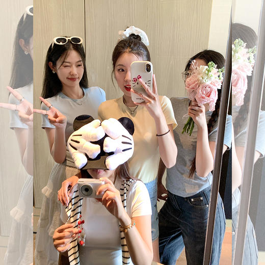 <曾小咸推荐>基础佰搭5色正肩短袖T恤 商品图0