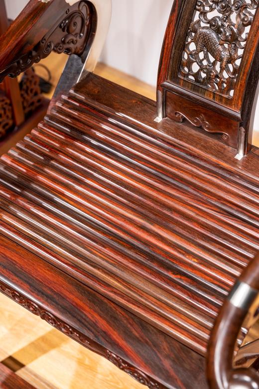 红桥红  家具严选  大红酸枝（交趾黄檀）【木面 王款 麒麟纹交椅】 商品图6