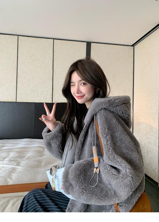 羊毛皮毛一体连帽皮草大衣！2024全羊毛皮草外套！ 商品图1