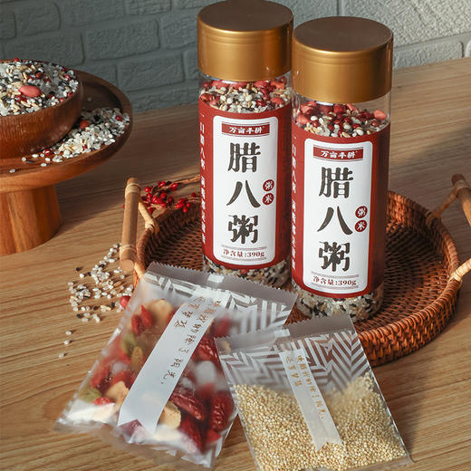 万亩丰耕腊八粥 390g*2瓶+80g辅料包 大米 黑米 糯米 红豆 薏仁米 燕麦 红皮花生 藜麦米 商品图4