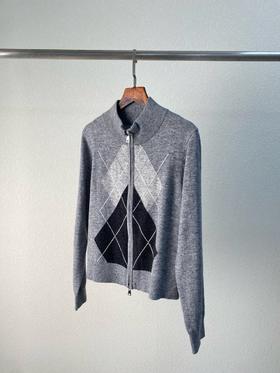 2024重磅高支羊毛毛衣！弹力舒适菱格复古半高领双拉链毛衣开衫！