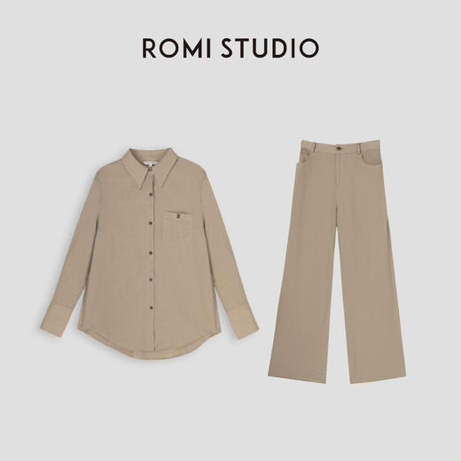 ROMI STUDIO【极简率性】 腔调穿搭麻料衬衣裤子套装T3380/K3076 商品图4
