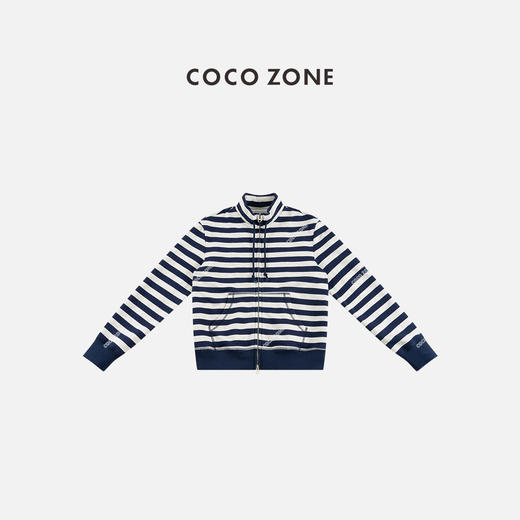 COCO ZONE 美式条纹撞色立领休闲显瘦拉链外套CD1A0020 商品图0