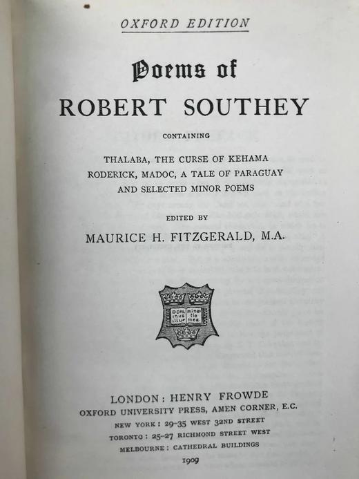 工坊特装本！1909年 罗伯特·骚赛诗集 1幅肖像插图 真皮精装32开 商品图4