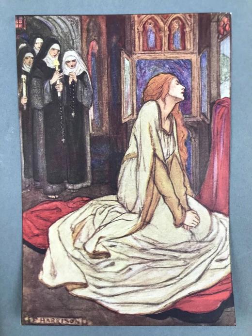 1912年 丁尼生《桂妮薇与其他诗歌》 弗洛伦斯·哈里森24幅彩色手工贴图与大量黑白插图 漆布精装16开 商品图9