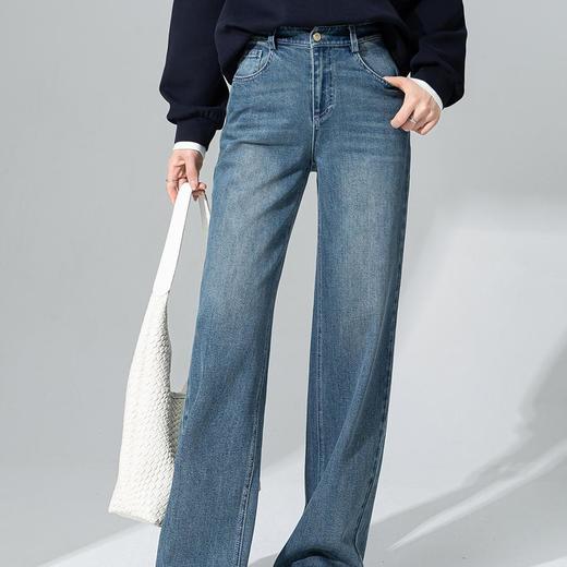 【高货xg】全新升级【铂金会员174/天猫229/差价55】(53434) 洛诗琳窄版阔腿牛仔裤女2025年春季新款宽松直筒拖地裤 商品图2