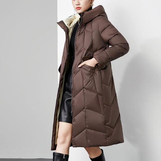 【高货kbnq】全新升级【铂金会员735/天猫999/差价264】(54943) 洛诗琳高级感2024冬季新款加厚连帽撞色中长款羽绒服 商品图3