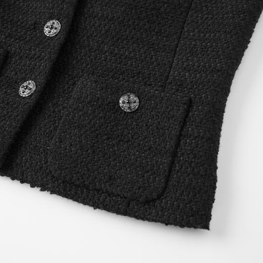 ROMI STUDIO“法式优雅”绵羊毛混纺粗花呢小香风翻领马甲 431W6081 商品图4