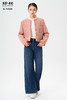 SP-68一粒扣加薄绒深靛蓝阔腿牛仔裤K-NZ458 商品缩略图0