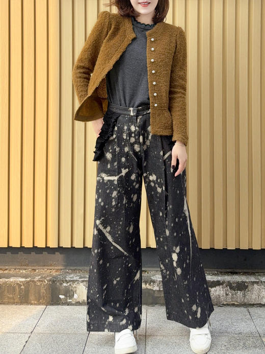 TYNVIE 羊毛荷叶边珍珠扣外套 - 芥末黄 商品图5