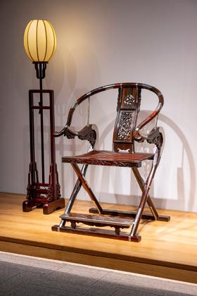 红桥红  家具严选  大红酸枝（交趾黄檀）【木面 王款 麒麟纹交椅】