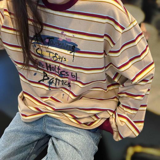 顺丰包邮22134洛诗琳美式字母印花涂鸦圆领长袖T恤女546 商品图2