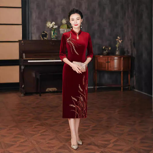 GY 3416中式妈妈装复古旗袍气质款 商品图3