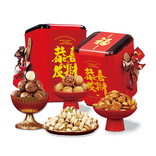 「赠丝巾！桶装高颜值礼盒」过年年货坚果礼盒装 大礼包拜新年干果组合送长辈亲戚礼品零食 商品图3