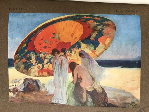 含藏书票！1921年 西班牙绘画 52幅插图（含10幅彩色手工贴图） 真皮脊精装大16开 商品图10
