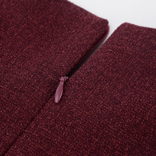 QE812斯尔丽2025春季新款杂花质感安哥拉色系领口订珠收腰放摆连衣裙 商品图5