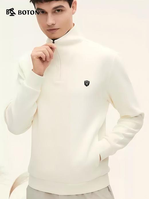 波顿秋冬男士长袖立领深蓝色针织衫卫衣高端拉链上衣MT025324 商品图2