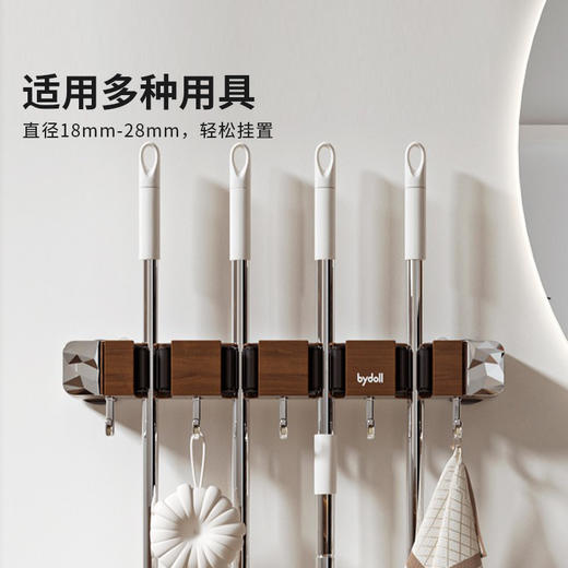 摩登主妇拖把壁挂夹吸盘木纹挂钩免打孔强力承受门后浴室无痕粘钩 商品图4