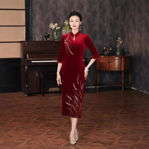 GY 3416中式妈妈装复古旗袍气质款 商品图0