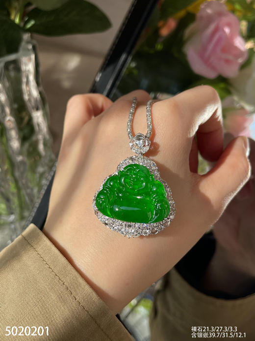 老坑玻璃种帝王绿佛公吊坠【5020201】具体价格微信咨询 商品图0