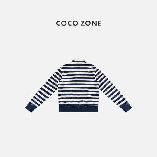 COCO ZONE 美式条纹撞色立领休闲显瘦拉链外套CD1A0020 商品图1