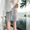 <曾小咸推荐>休闲百搭蕾丝系带高腰灰色短裙 商品缩略图0