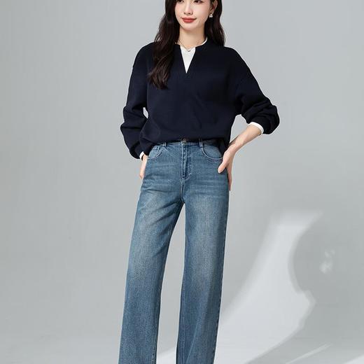 【高货xg】全新升级【铂金会员174/天猫229/差价55】(53434) 洛诗琳窄版阔腿牛仔裤女2025年春季新款宽松直筒拖地裤 商品图1