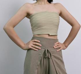 AddOne +1休闲瑜伽小众肌理感高弹不规则设计抹胸背心