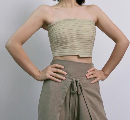 AddOne +1休闲瑜伽小众肌理感高弹不规则设计抹胸背心 商品图0