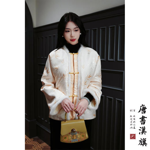 【金韵芳华】非遗宋锦|新中式国风外套秋冬加棉织锦面料浮雕织金工艺棉服 商品图4