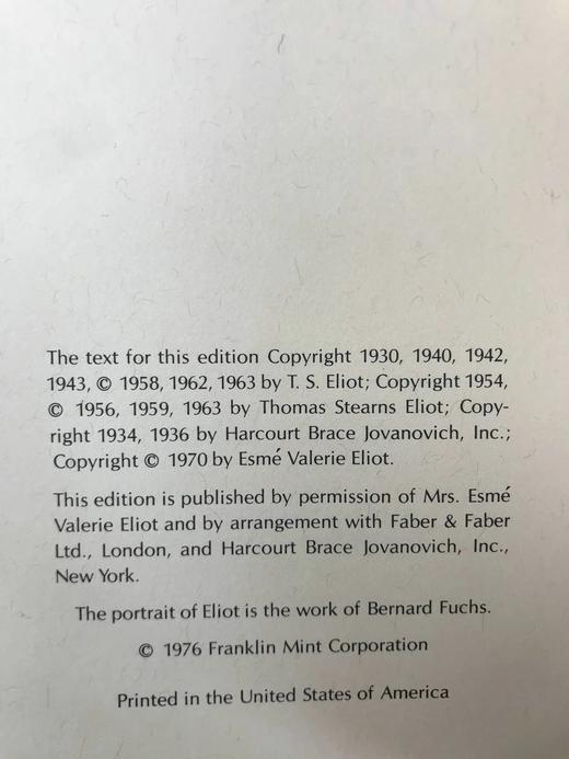 含藏书票限量版！T.S.艾略特诗集 1幅肖像插图 豪华皮装18开 商品图6