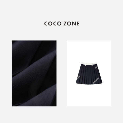 COCO ZONE 早春设计感撞色松紧腰A字百褶短裙ACD1A0006 商品图1