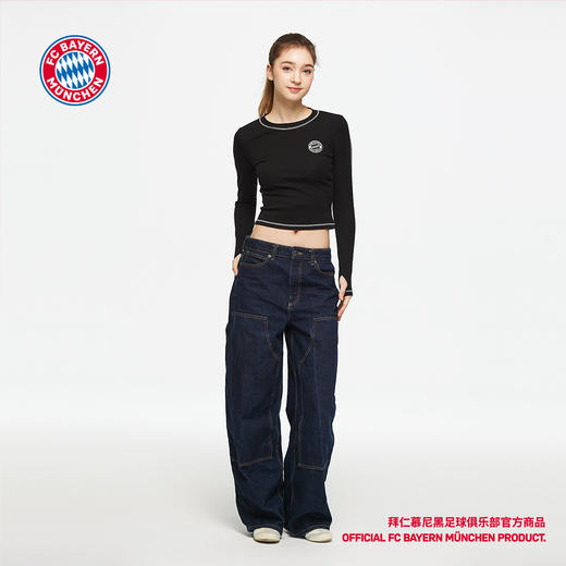 【官方正版】拜仁慕尼黑足球俱乐部｜黑色运动长袖T恤球迷辣妹装 商品图2